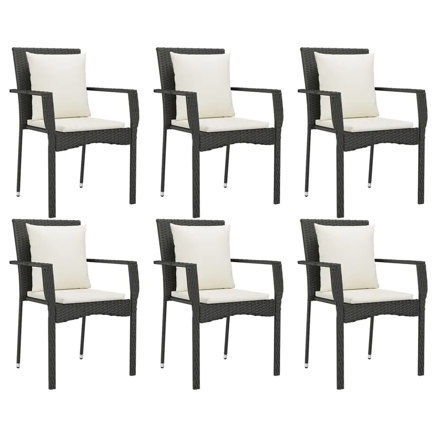Ensemble à manger de jardin coussins 7pcs Noir Résine tressée - 4