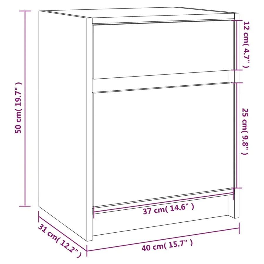 Table de chevet Blanc 40x31x50 cm Bois de pin massif - 11