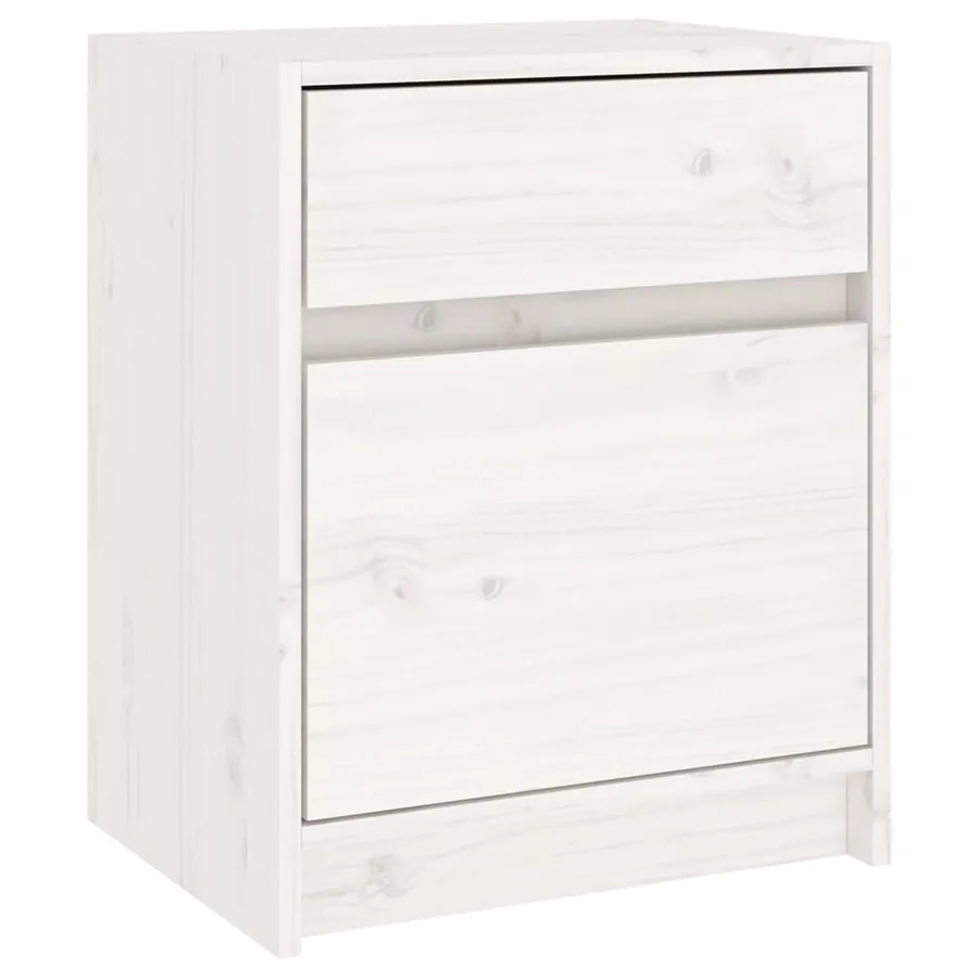 Table de chevet Blanc 40x31x50 cm Bois de pin massif - 2