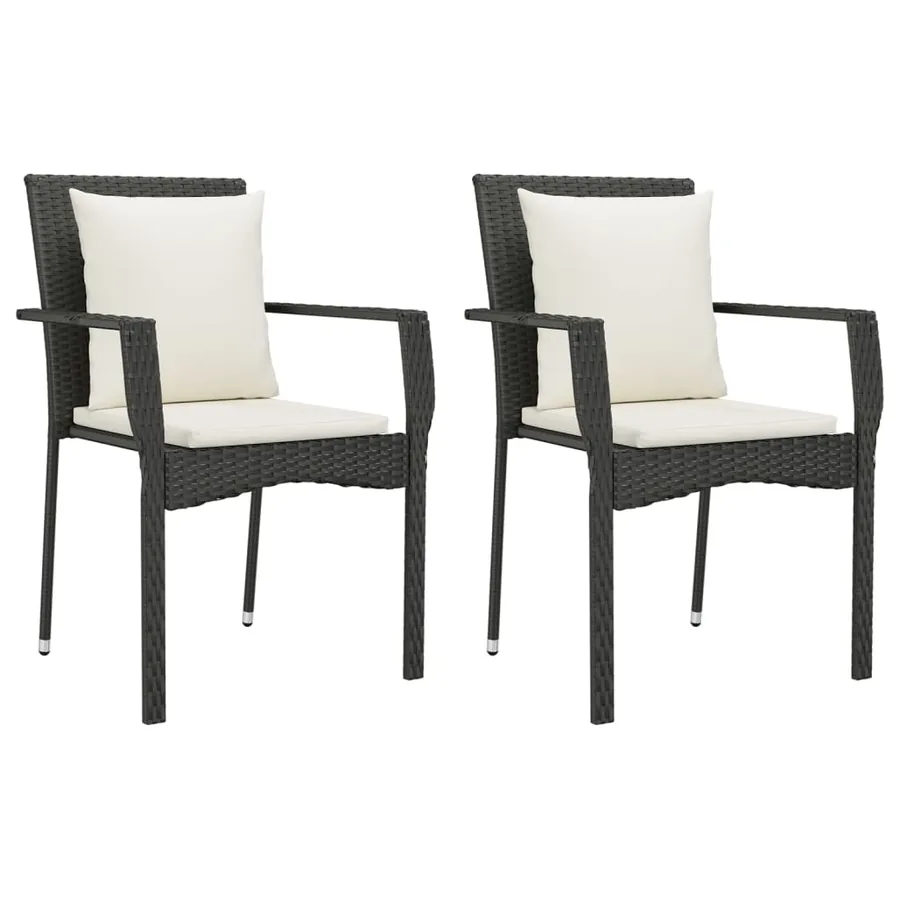 Ensemble à manger de jardin avec coussins 3 pcs Noir - 4