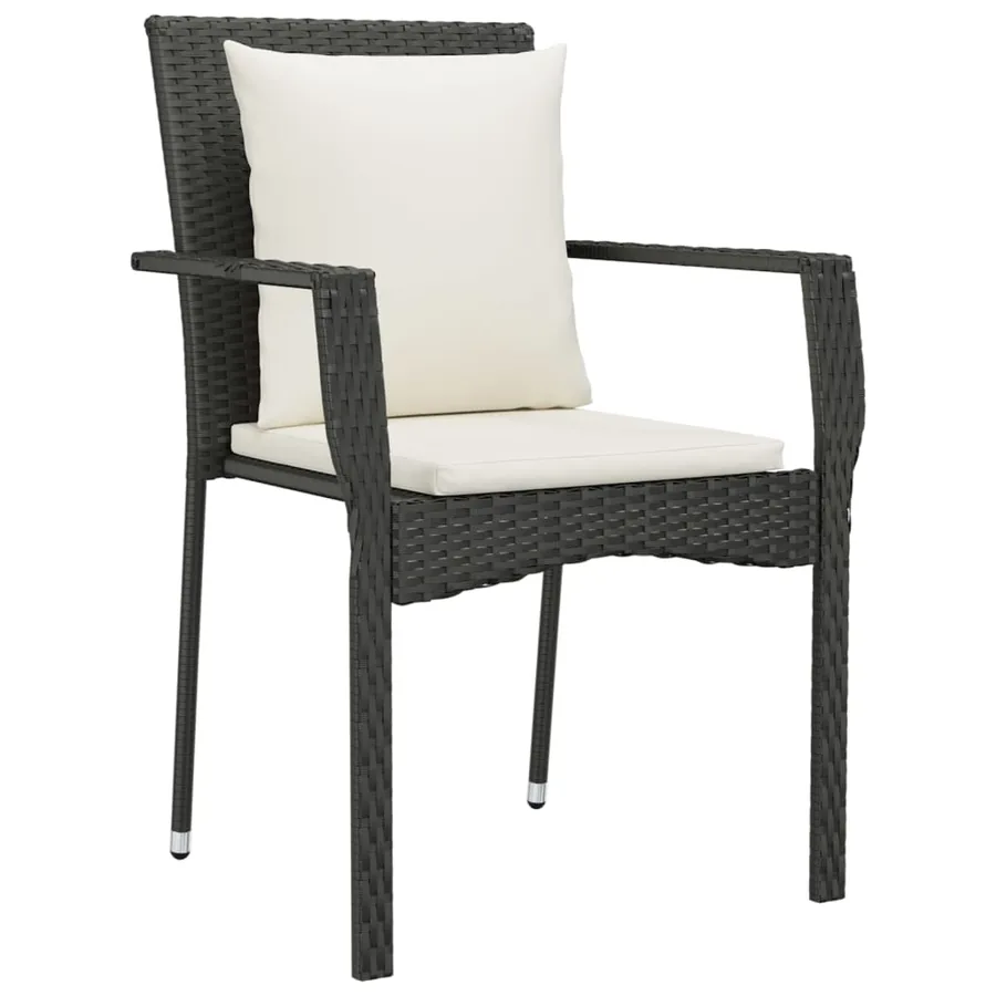 Ensemble à manger de jardin avec coussins 3 pcs Noir - 5