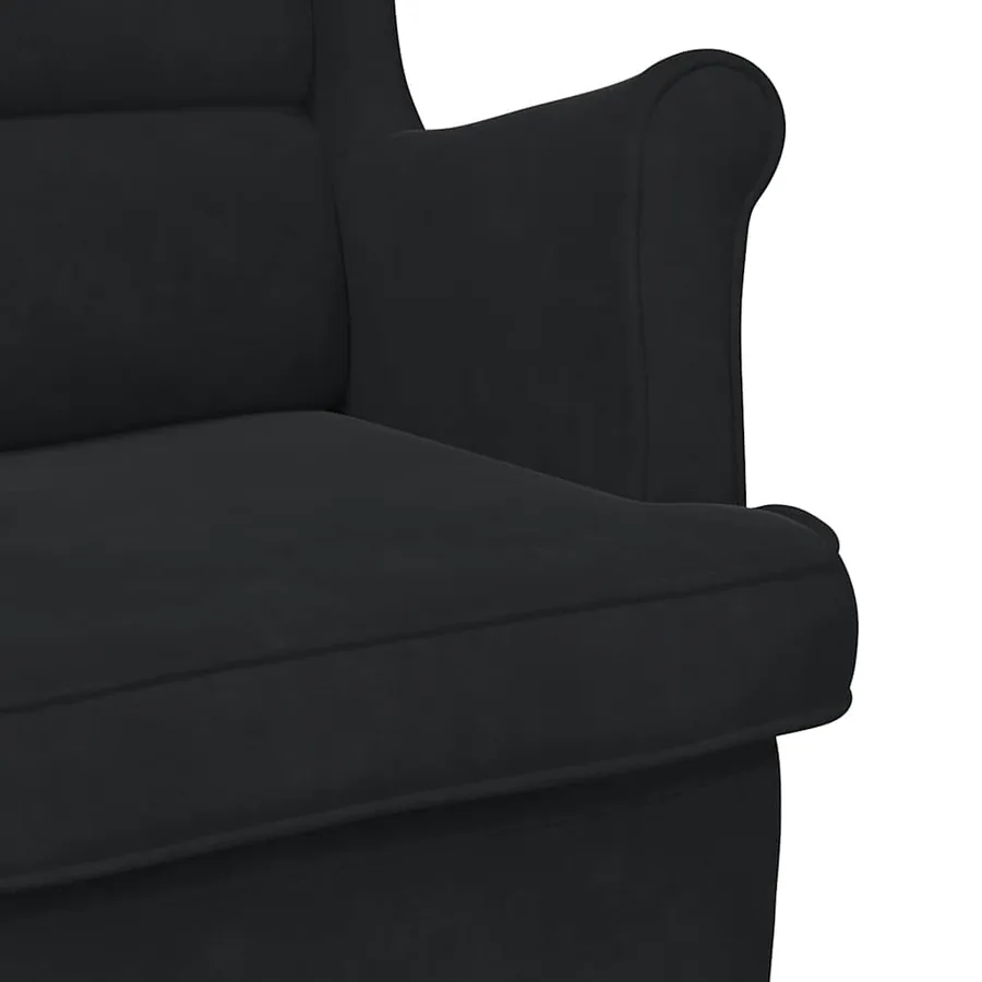 Fauteuil noir velours - 7