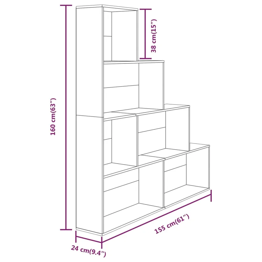 Armoire à livres Chêne marron 155x24x160 cm - 8