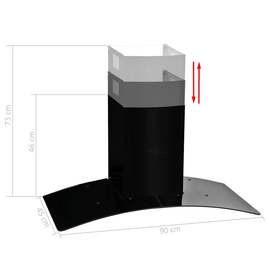 Hotte murale Acier inoxydable 756 m³/h 90 cm Noir - 5