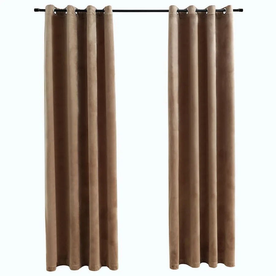 Rideaux occultants avec anneaux 2 pcs Velours Beige 140x245 cm - 2