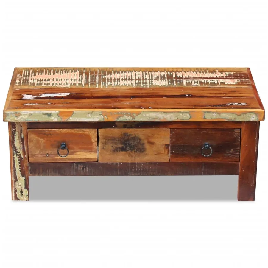 Table basse à tiroirs Bois de récupération 90x45x35 cm - 6