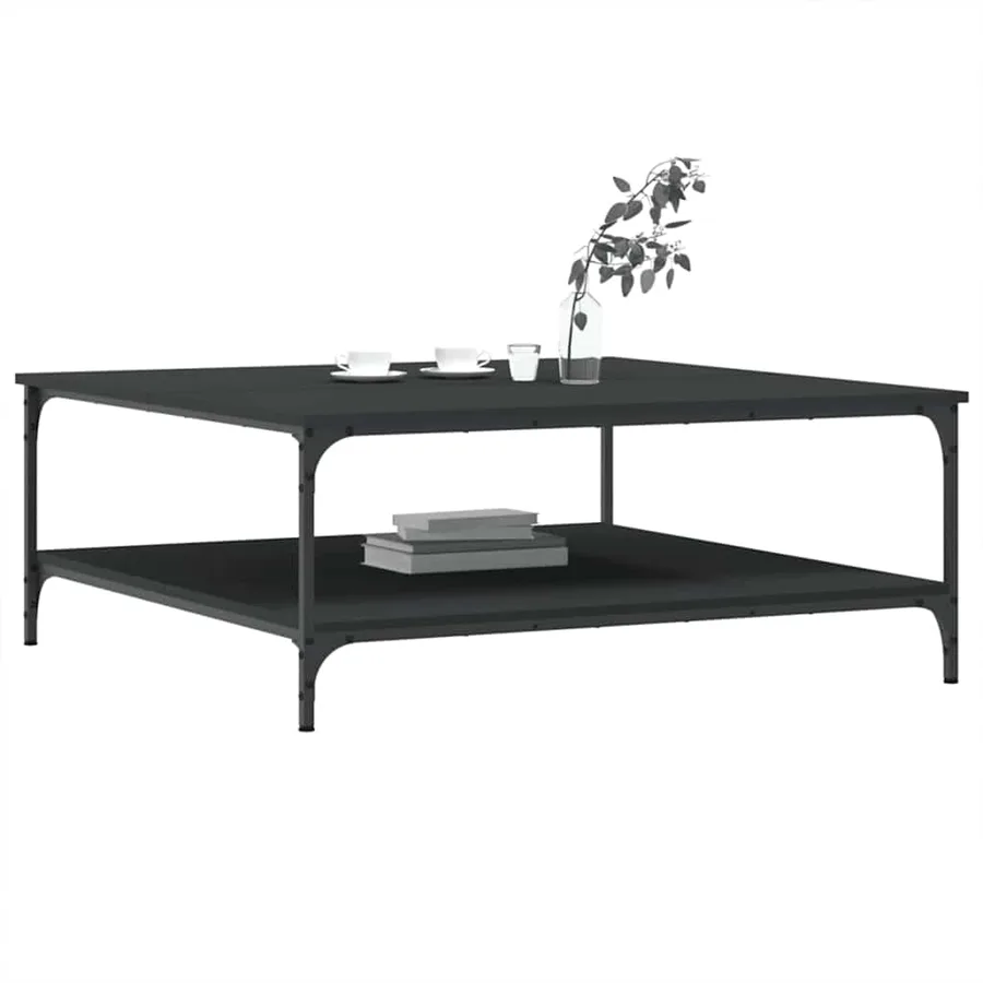 Table basse noir 100x100x40 cm bois d'ingénierie - 3