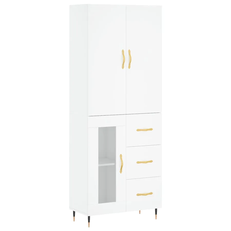 Buffet haut Blanc 69,5x34x180 cm Bois d'ingénierie - 2