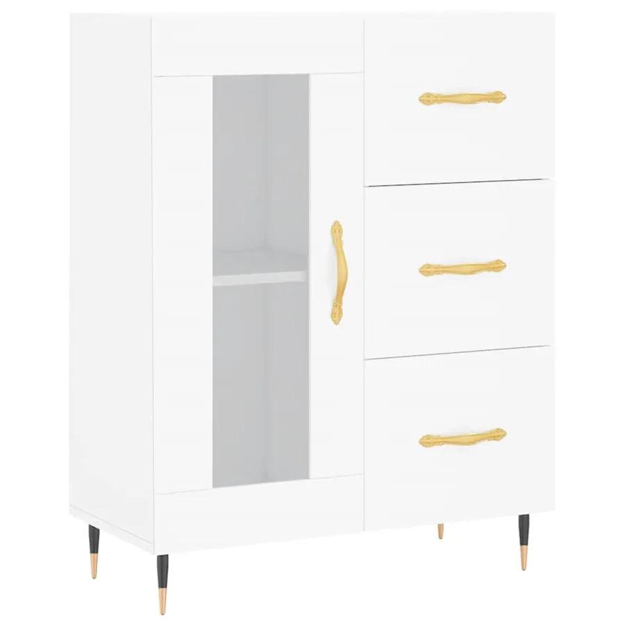 Buffet haut Blanc 69,5x34x180 cm Bois d'ingénierie - 7