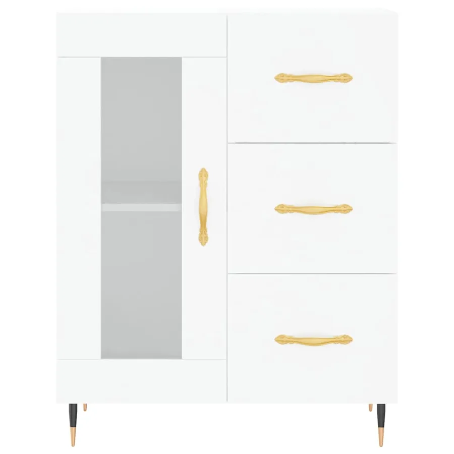 Buffet haut Blanc 69,5x34x180 cm Bois d'ingénierie - 8
