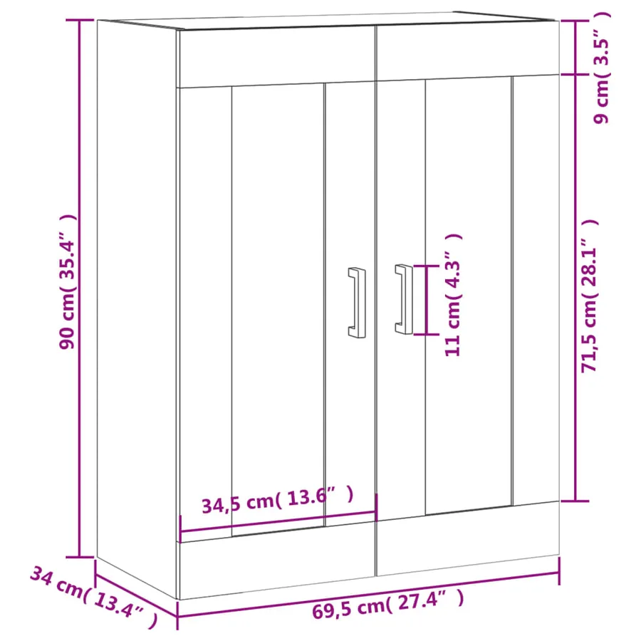 Armoire murale blanc 69,5x34x90 cm bois d'ingénierie - 13