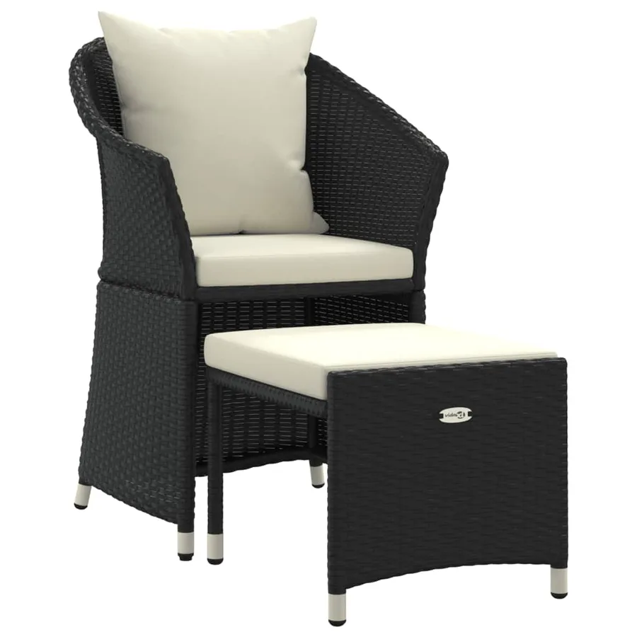 Salon de jardin 2 pcs avec coussins Noir Résine tressée - 2