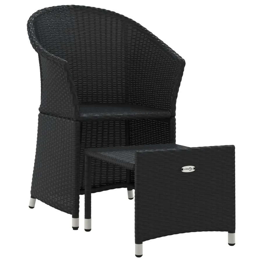 Salon de jardin 2 pcs avec coussins Noir Résine tressée - 3