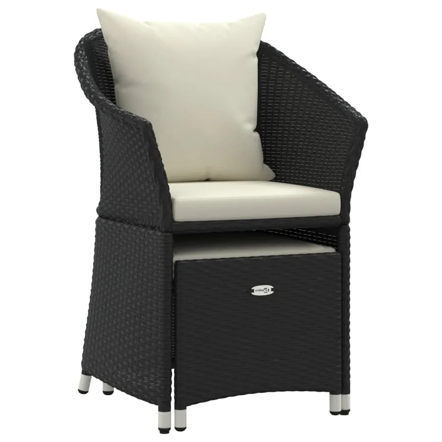 Salon de jardin 2 pcs avec coussins Noir Résine tressée - 4