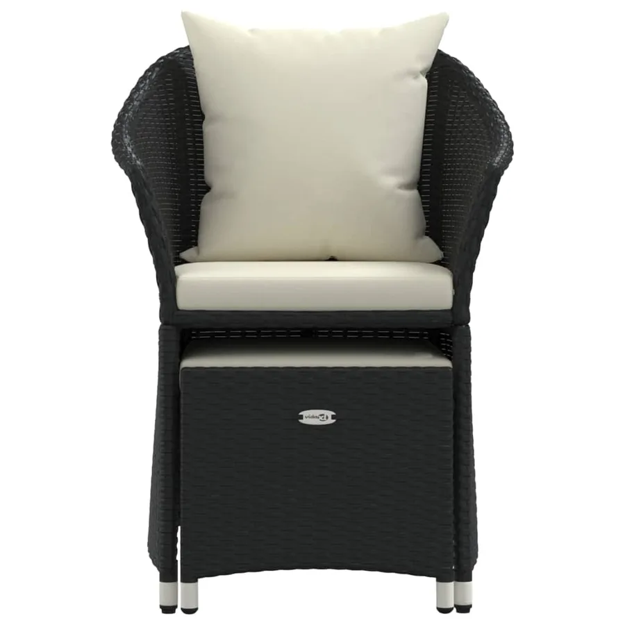 Salon de jardin 2 pcs avec coussins Noir Résine tressée - 5
