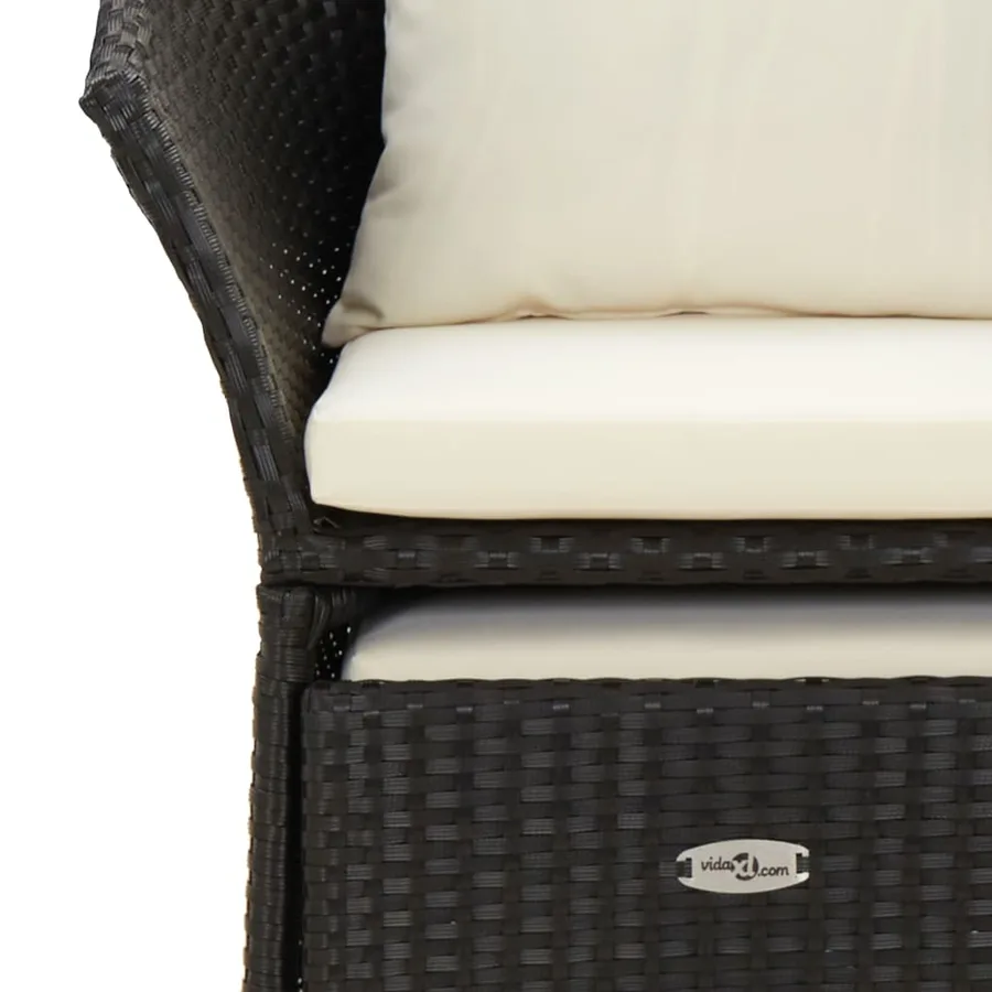 Salon de jardin 2 pcs avec coussins Noir Résine tressée - 8