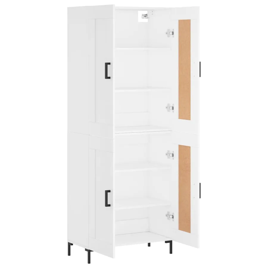 Buffet haut Blanc 69,5x34x180 cm Bois d'ingénierie - 4