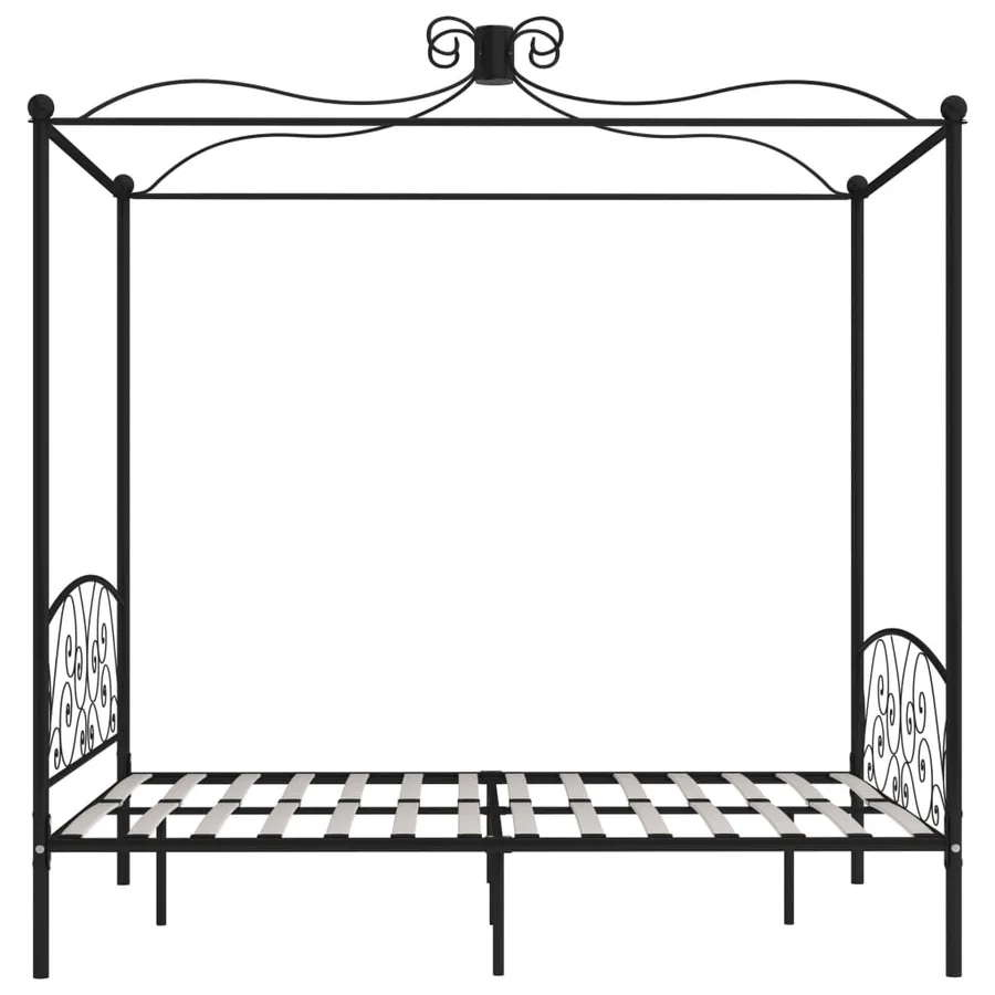 Cadre de lit à baldaquin Noir Métal 160 x 200 cm - 4
