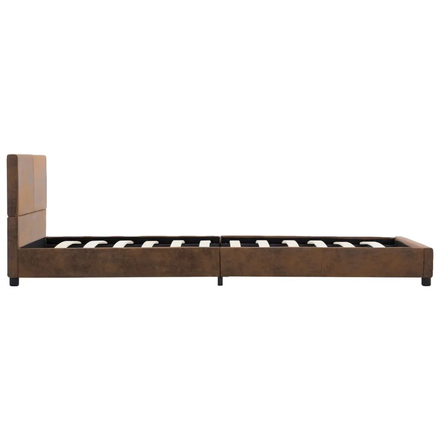 Cadre de lit sans matelas marron similicuir daim 90x200 cm - 4