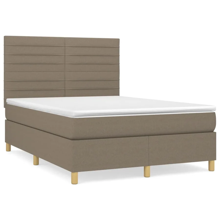 Sommier à lattes de lit avec matelas Taupe 140x200 cm Tissu - 2