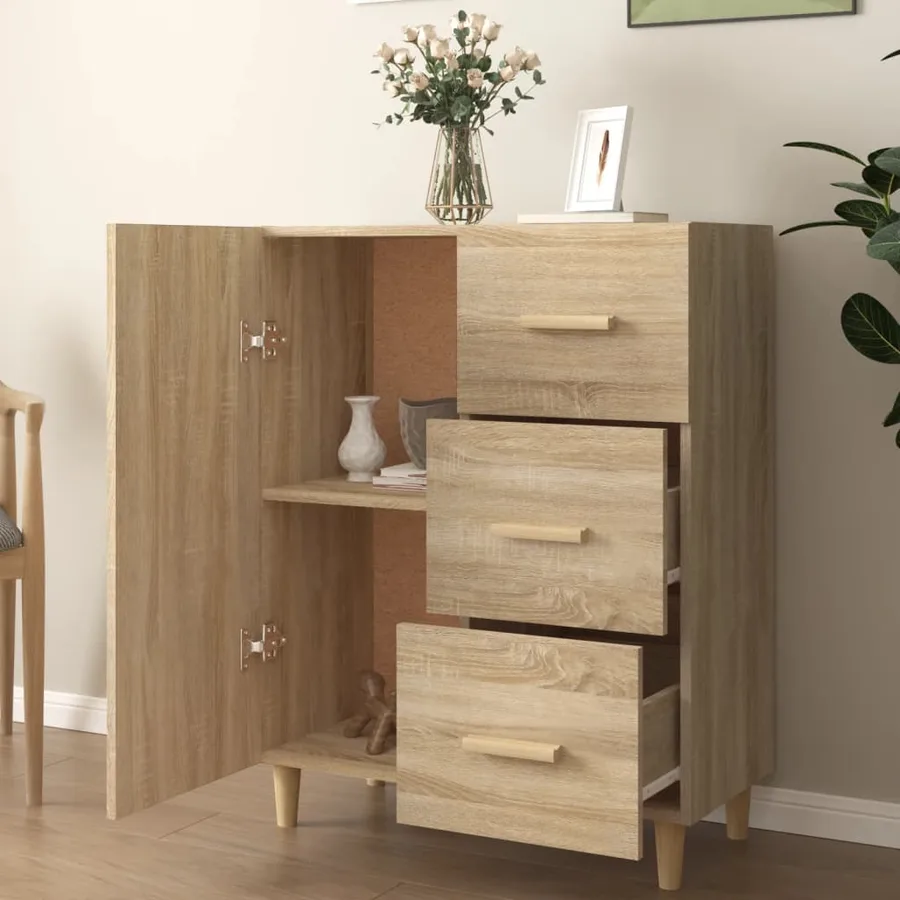 Buffet chêne sonoma 69,5x34x90 cm bois d'ingénierie - 3