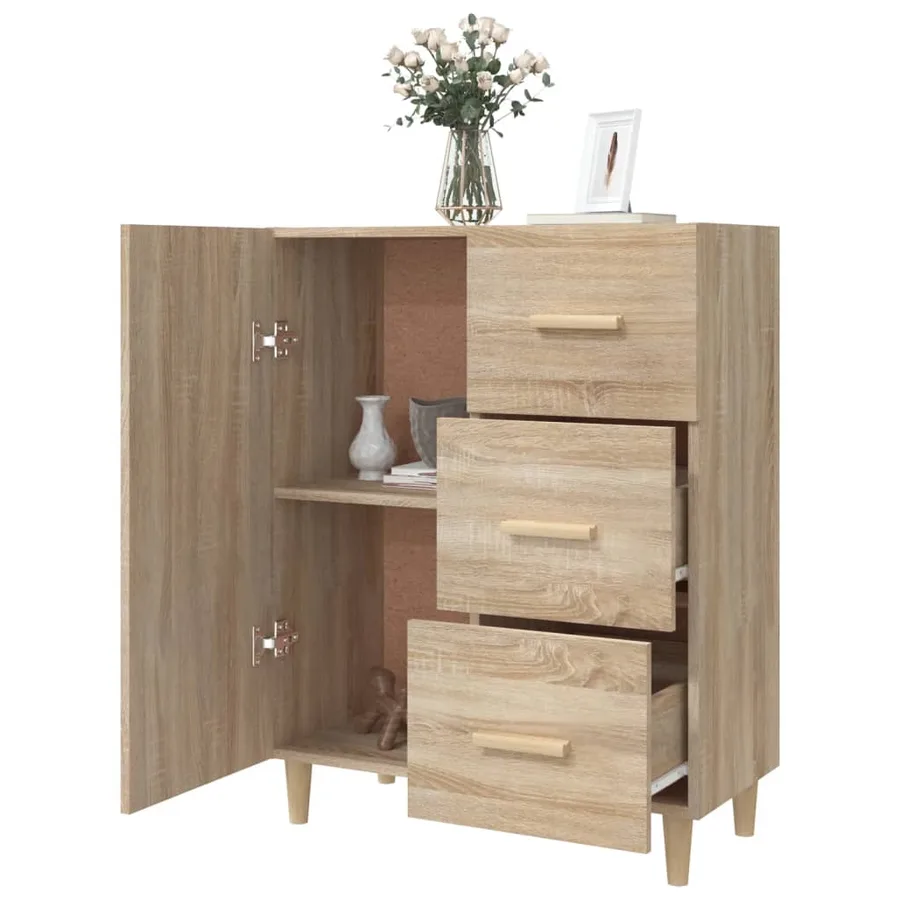 Buffet chêne sonoma 69,5x34x90 cm bois d'ingénierie - 4