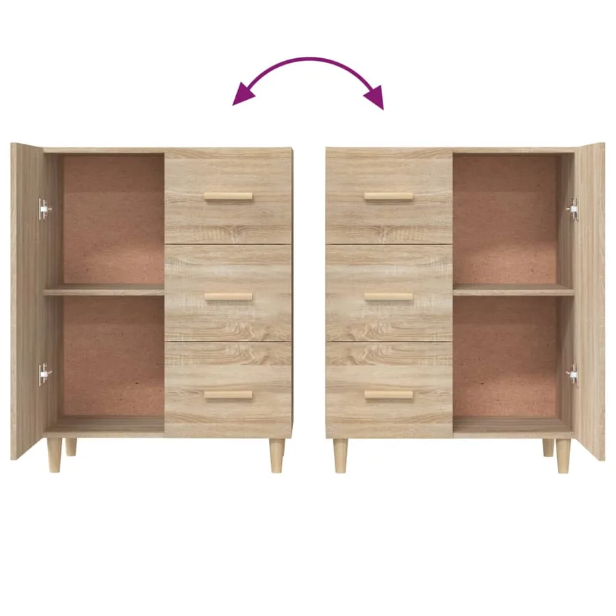 Buffet chêne sonoma 69,5x34x90 cm bois d'ingénierie - 8