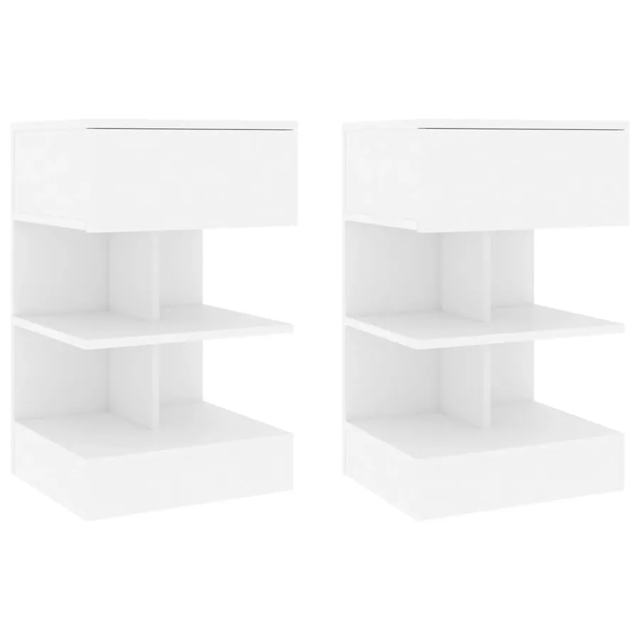 Tables de chevet 2 pcs Blanc 40x35x65 cm Bois d’ingénierie - 2