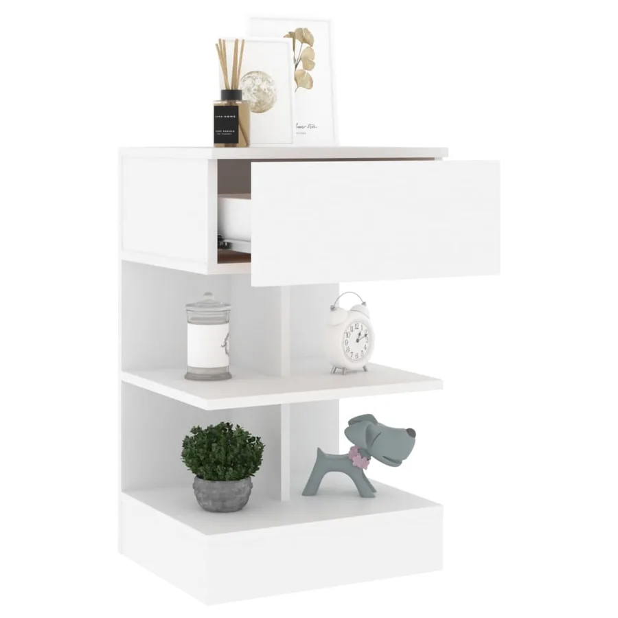 Tables de chevet 2 pcs Blanc 40x35x65 cm Bois d’ingénierie - 7