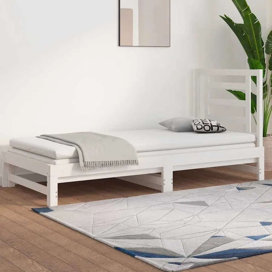 Lit coulissant sans matelas blanc 2x(90x200) cm