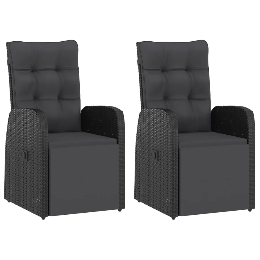 Salon de jardin 11 pcs avec coussins résine tressée noir - 11