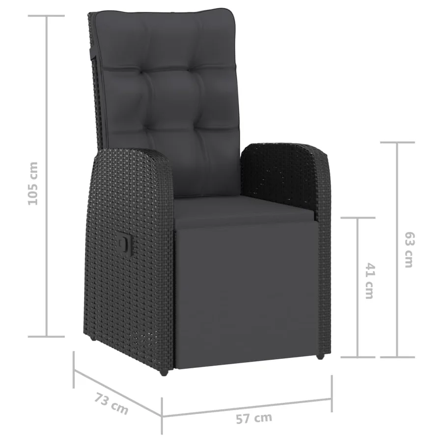 Salon de jardin 11 pcs avec coussins résine tressée noir - 19