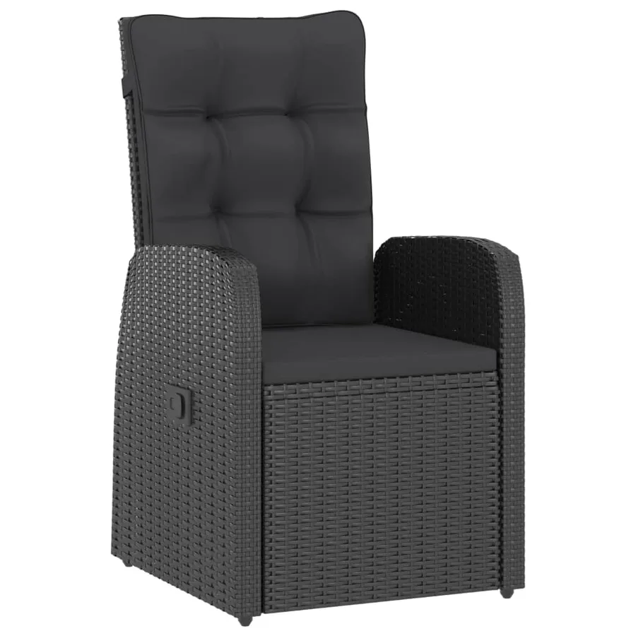 Salon de jardin 11 pcs avec coussins résine tressée noir - 6