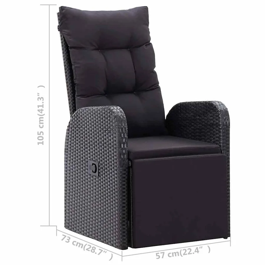 Ensemble à manger de jardin 7 pcs Noir - 10