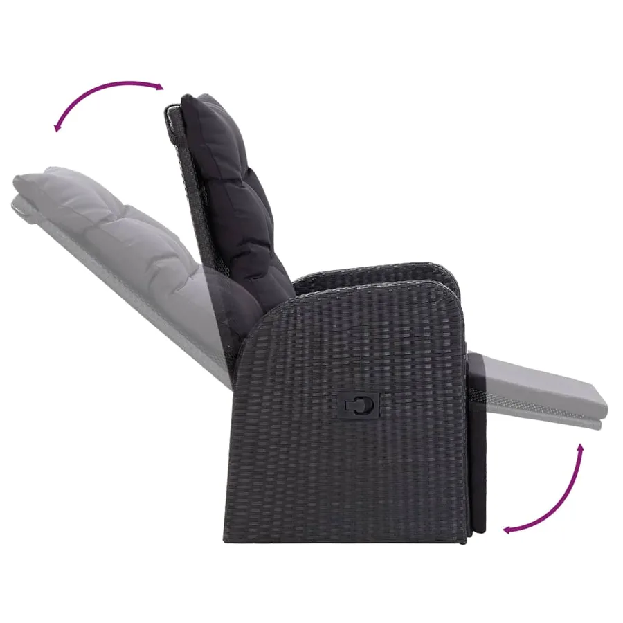 Ensemble à manger de jardin avec coussins 7 pcs Noir - 10