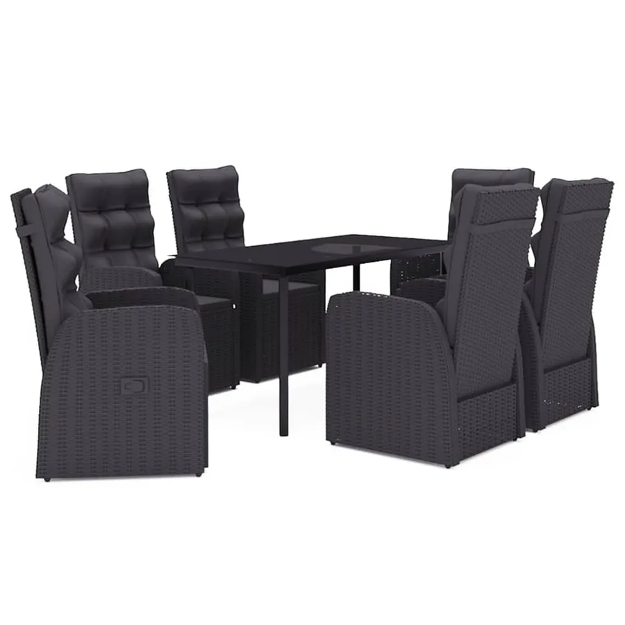 Ensemble à manger de jardin avec coussins 7 pcs Noir - 2