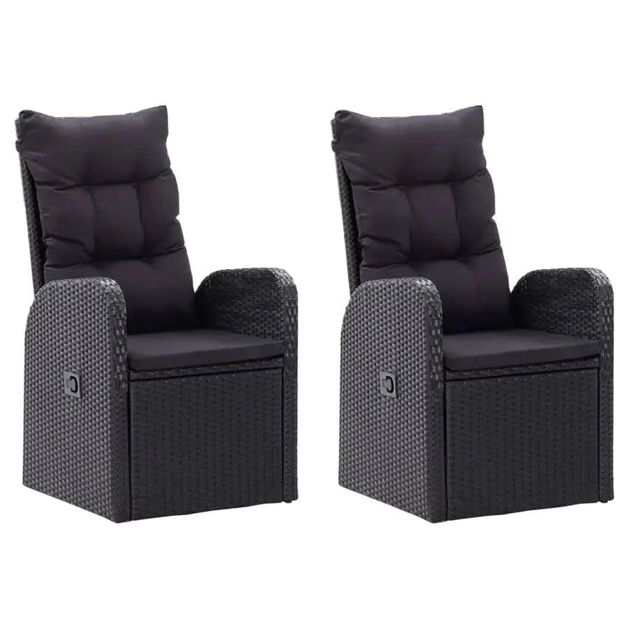 Ensemble à manger de jardin avec coussins 7 pcs Noir - 3