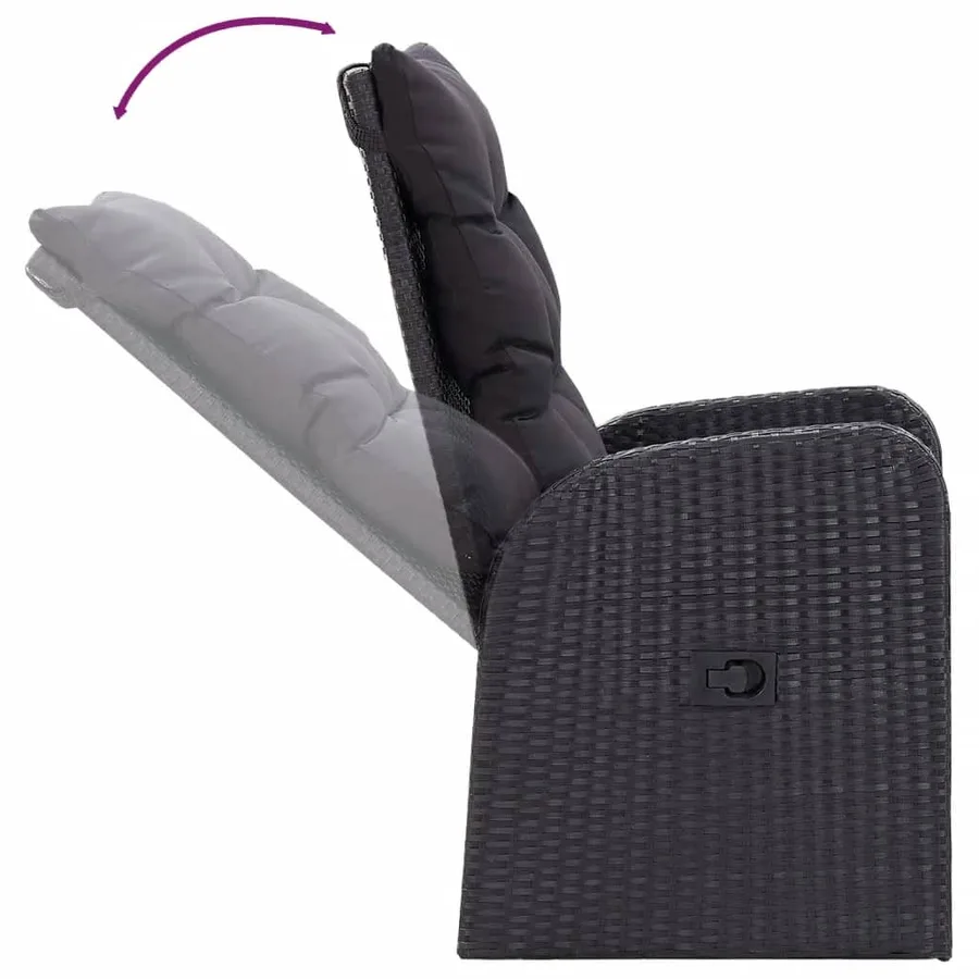 Ensemble à manger de jardin avec coussins 7 pcs Noir - 9