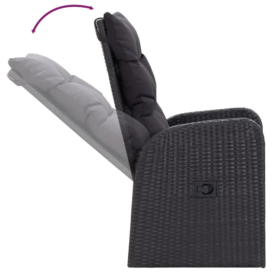 Ensemble à manger de jardin avec coussins 7 pcs Noir - 10