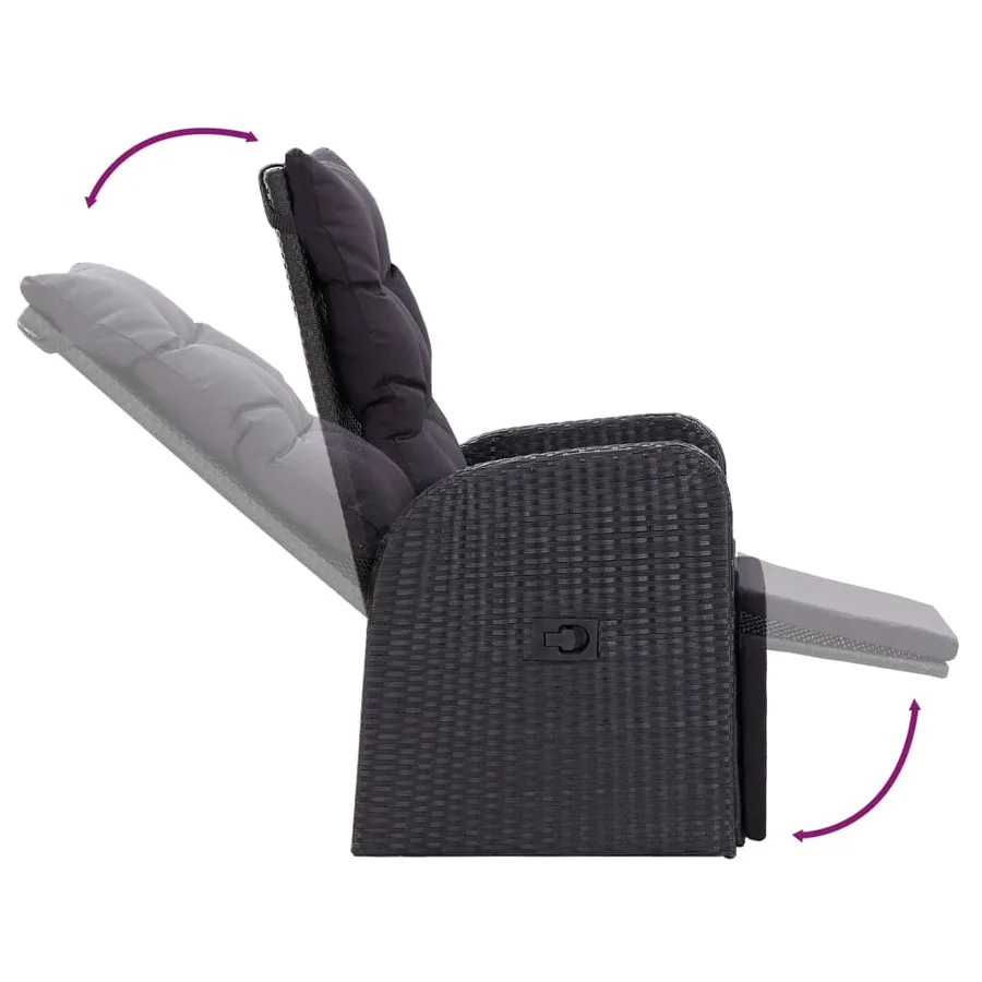 Ensemble à manger de jardin avec coussins 7 pcs Noir - 11