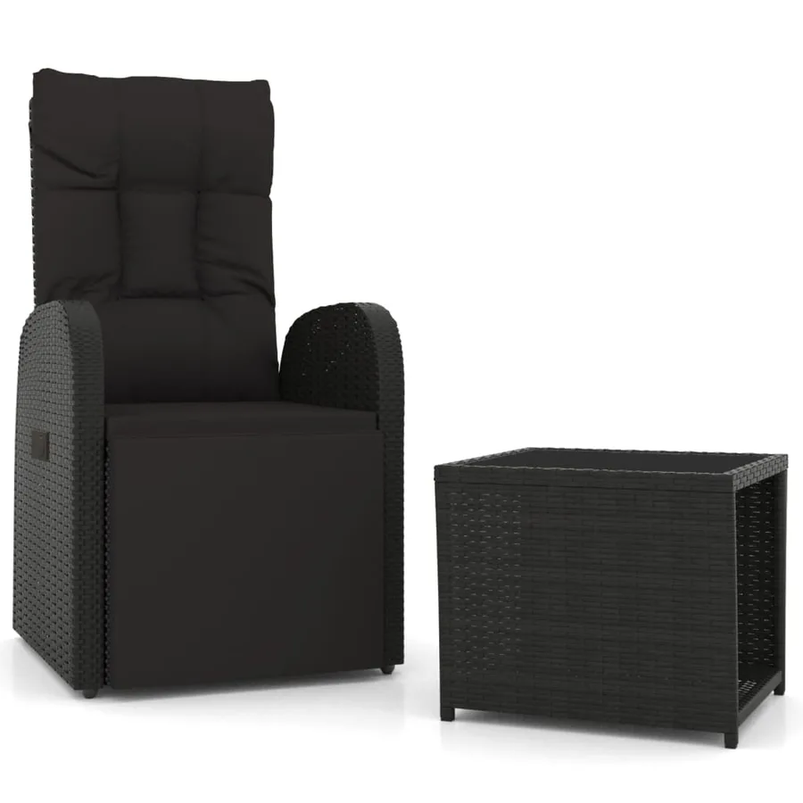 Ensemble de salon de jardin 2 pcs noir poly rotin et acier - 2