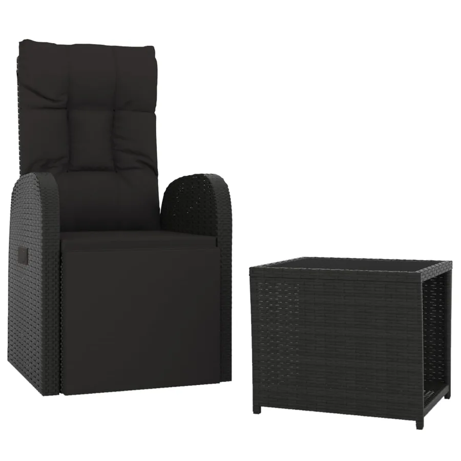 Ensemble de salon de jardin 2 pcs noir poly rotin et acier - 3