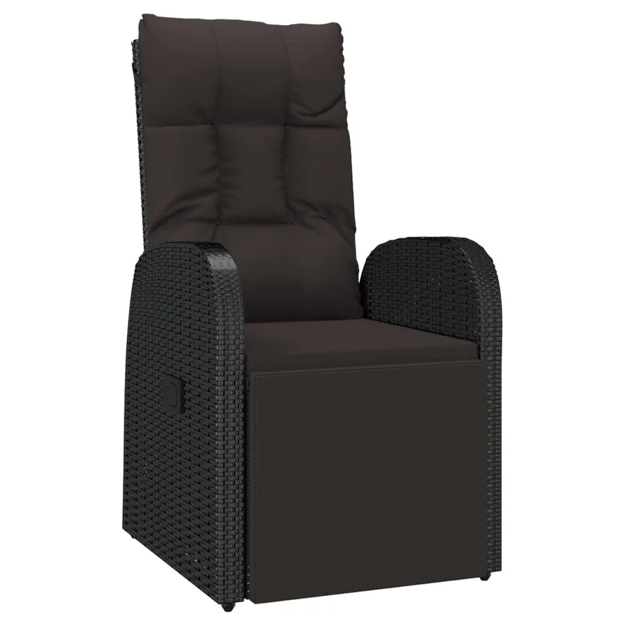 Ensemble de salon de jardin 2 pcs noir poly rotin et acier - 4