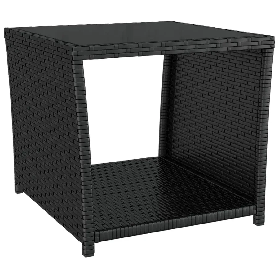 Ensemble de salon de jardin 2 pcs noir poly rotin et acier - 5