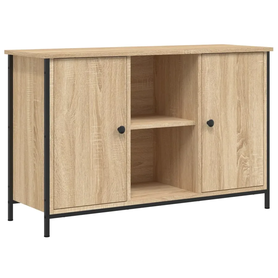 Meuble TV chêne sonoma 100x35x65 cm bois d'ingénierie - 2