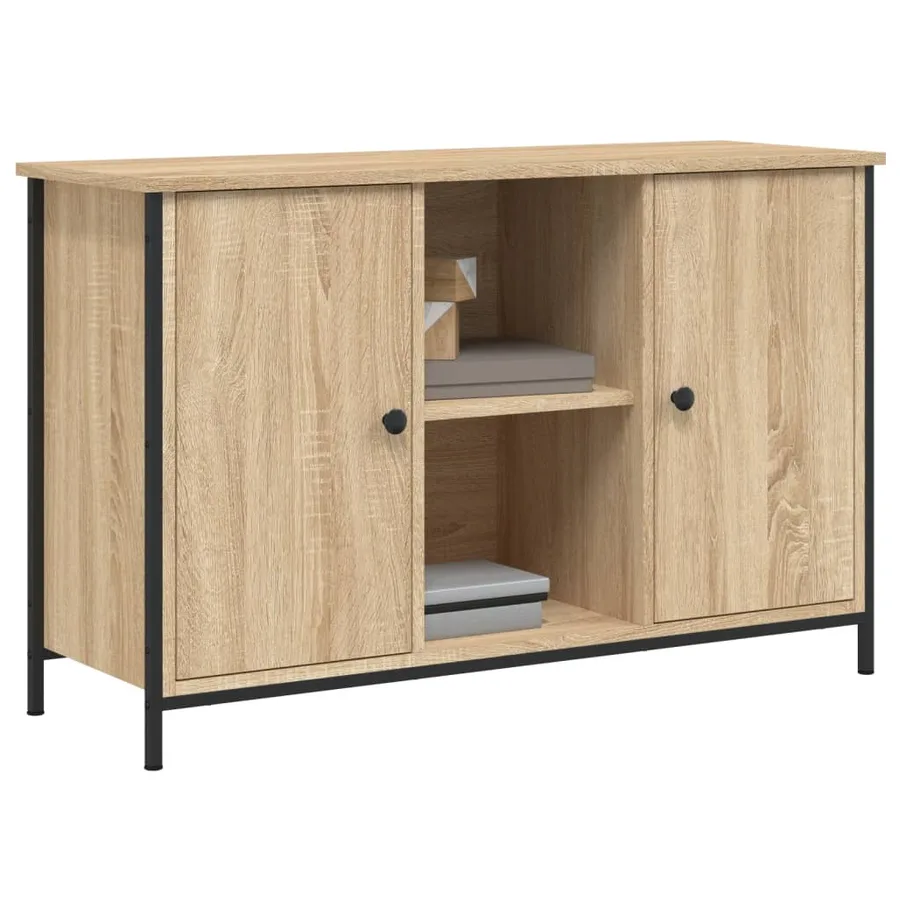 Meuble TV chêne sonoma 100x35x65 cm bois d'ingénierie - 3