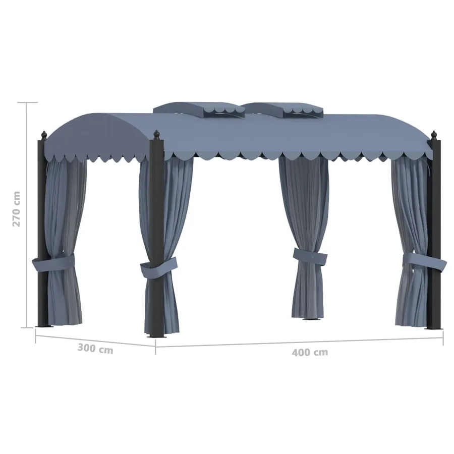 Tonnelle avec rideaux 3x4 m Anthracite Acier - 8
