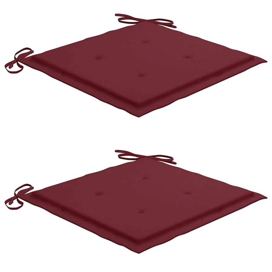 Ensemble de bistro 3 pcs avec coussins rouge bordeaux Teck - 6