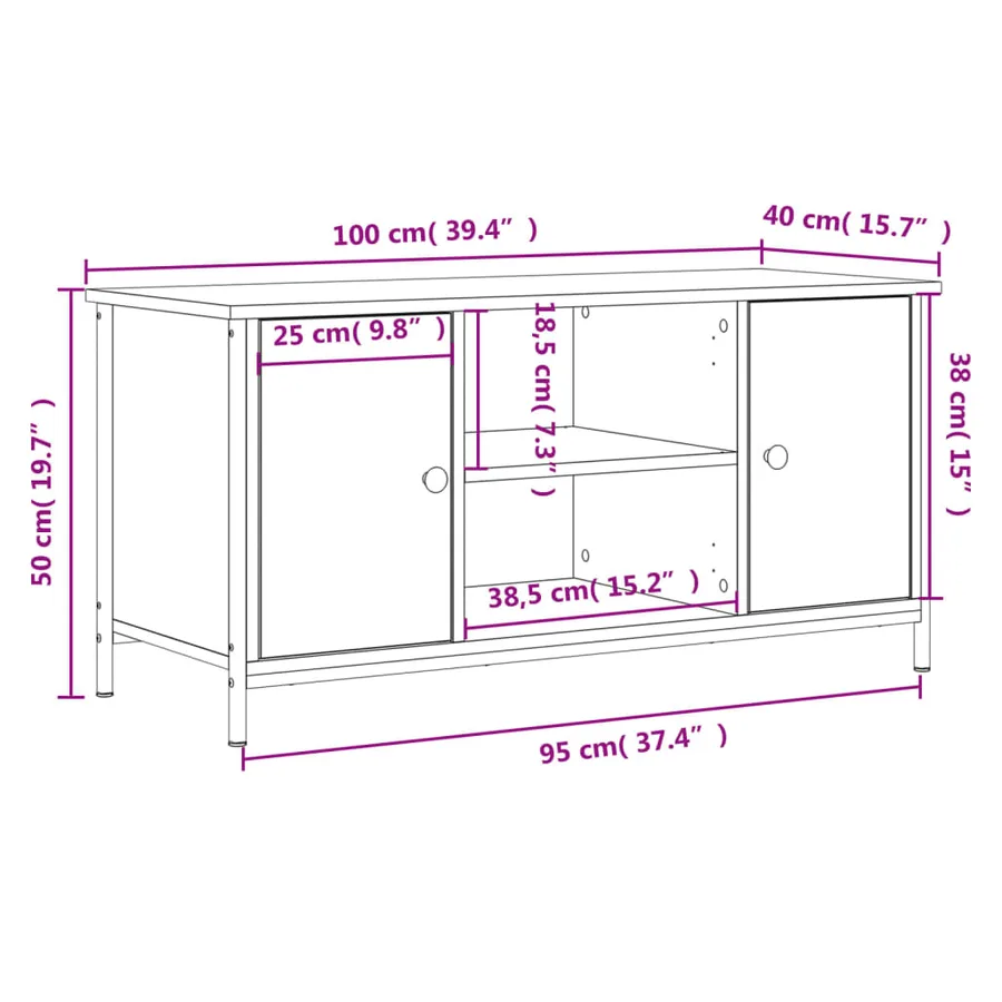 Meuble TV Sonoma gris 100x40x50 cm Bois d'ingénierie - 11