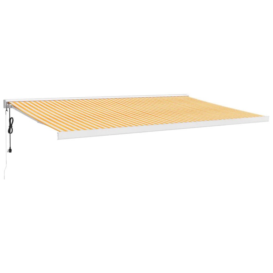 Auvent rétractable jaune et blanc 5x3 m tissu et aluminium - 2